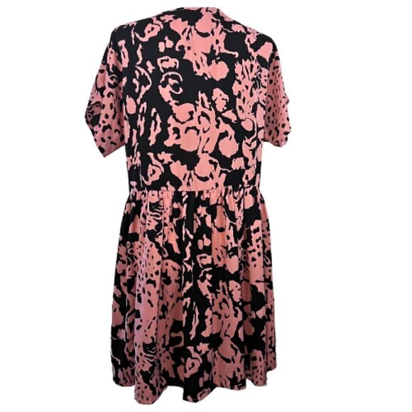 URBAN THREADS Oversized Button Down Smock Dress Pink & Black Abstract Size 6 - Picture 5 of 10